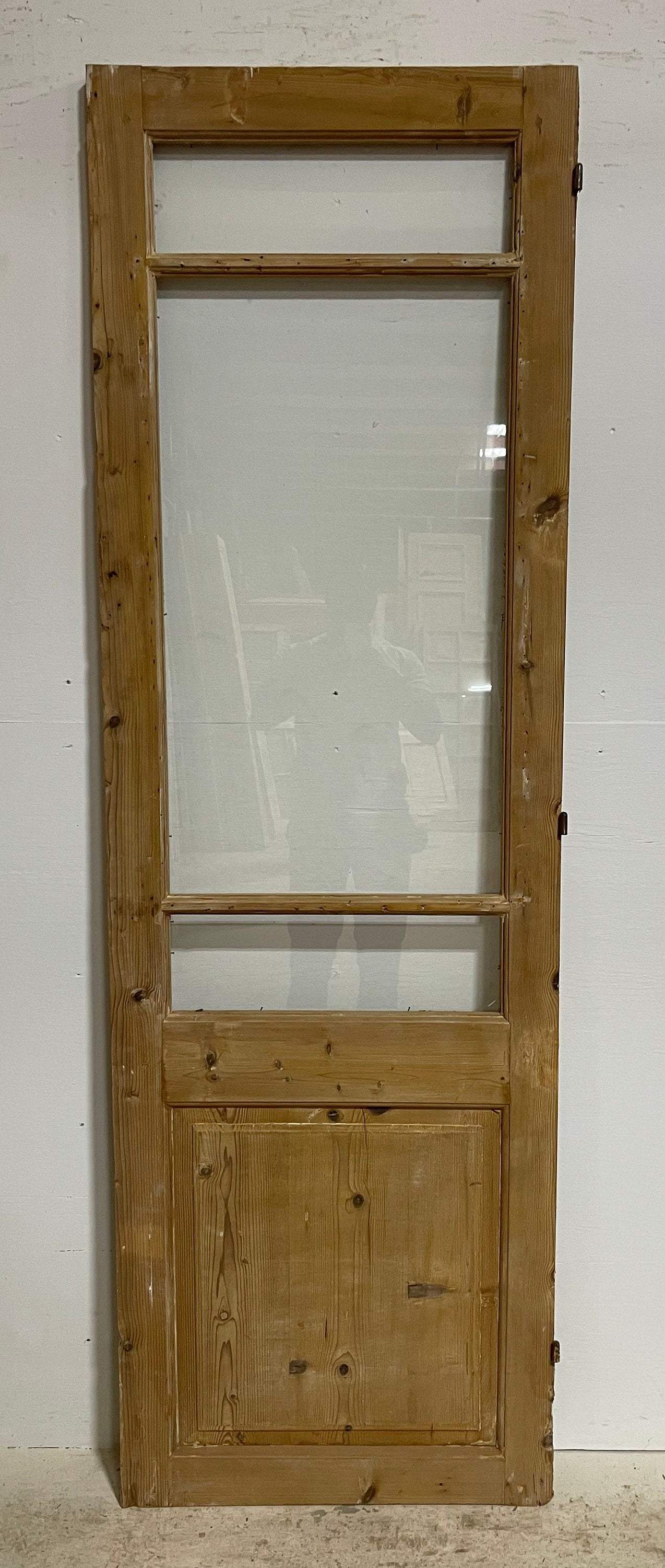 Antique French panel door with glass (84x26.75) G1255s