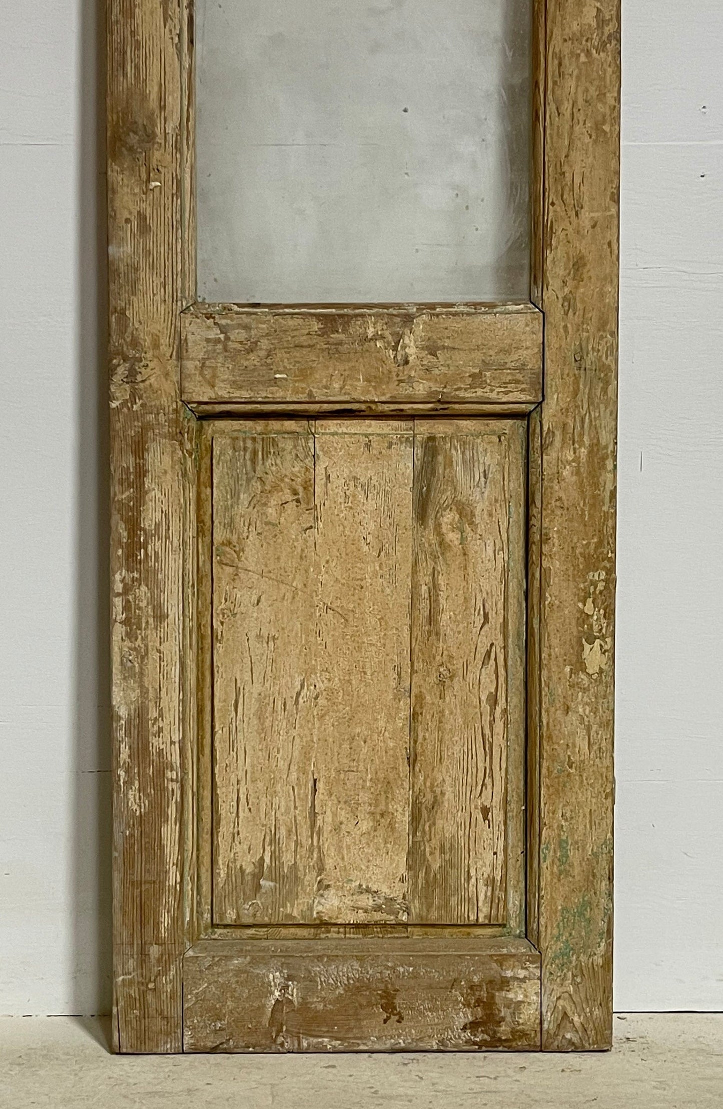 Antique French panel door with glass (94.75x26.5) G1494s
