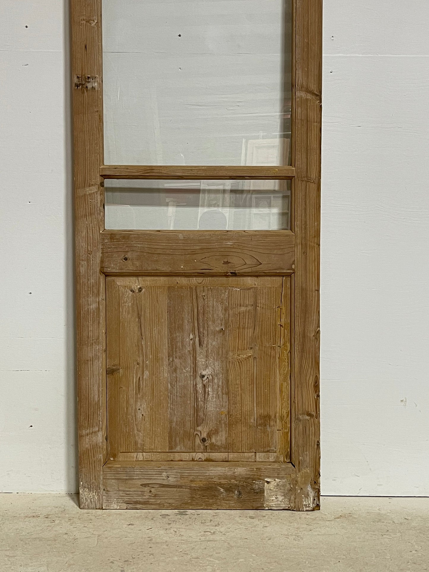 Antique French panel door with glass (84.5x25.5) G1594s