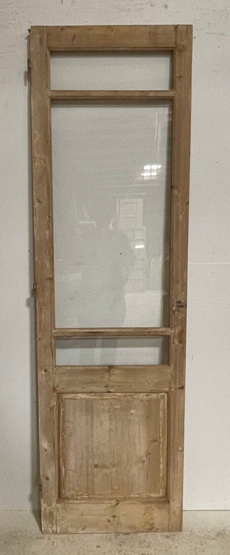 Antique French panel door with glass (85.75x25.5) G1605s