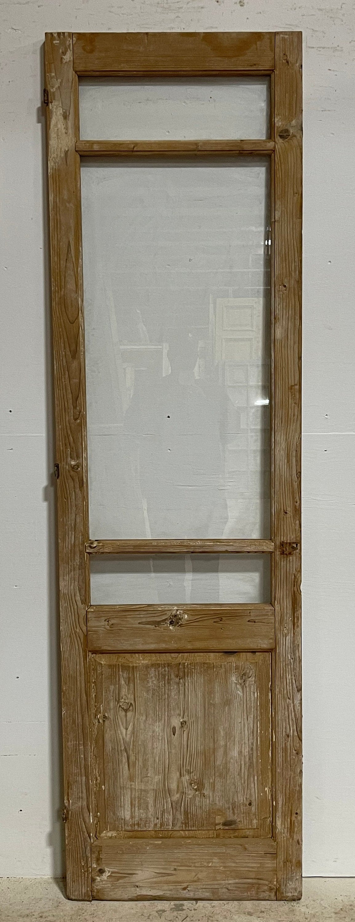 Antique French panel door with glass (88x24.25) G1252s
