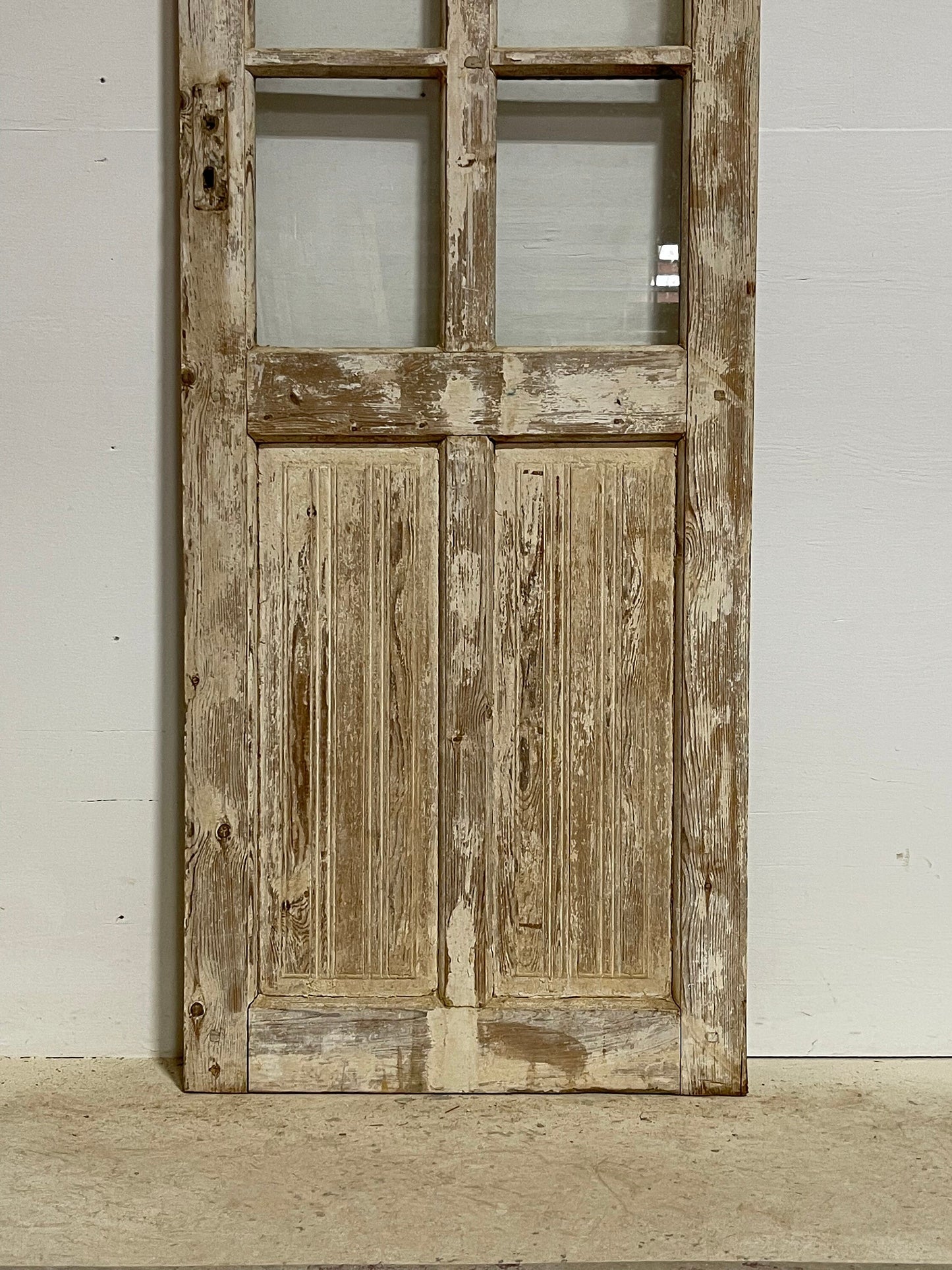 Antique French panel door with glass (82.25x28) G1160s