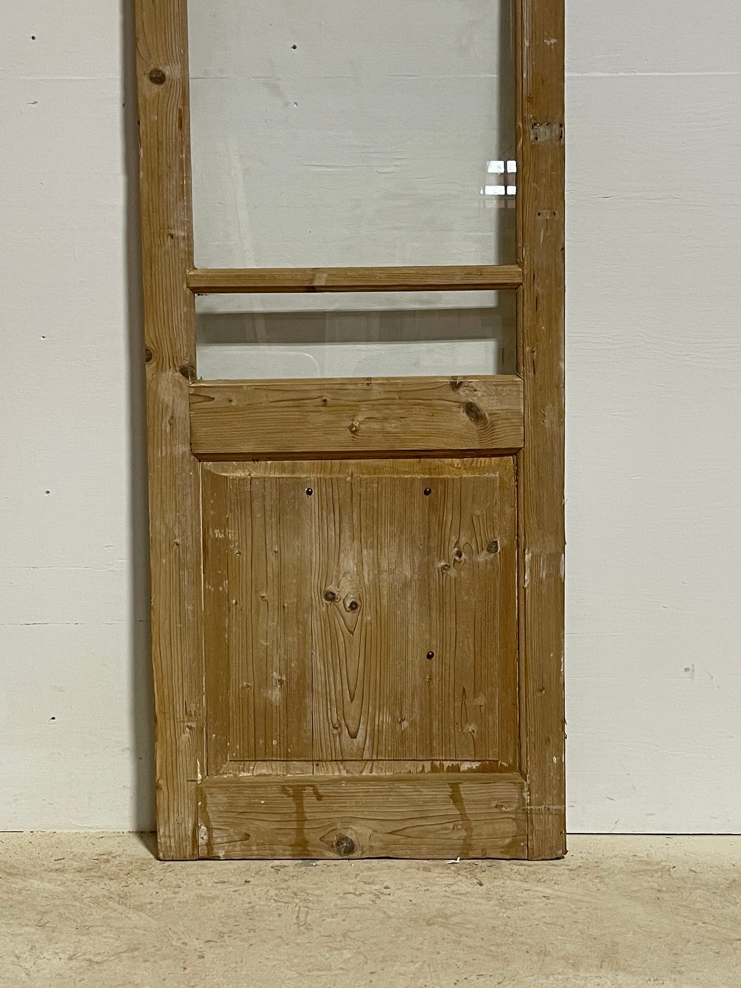 Antique French panel door with glass (85x25) G1382s