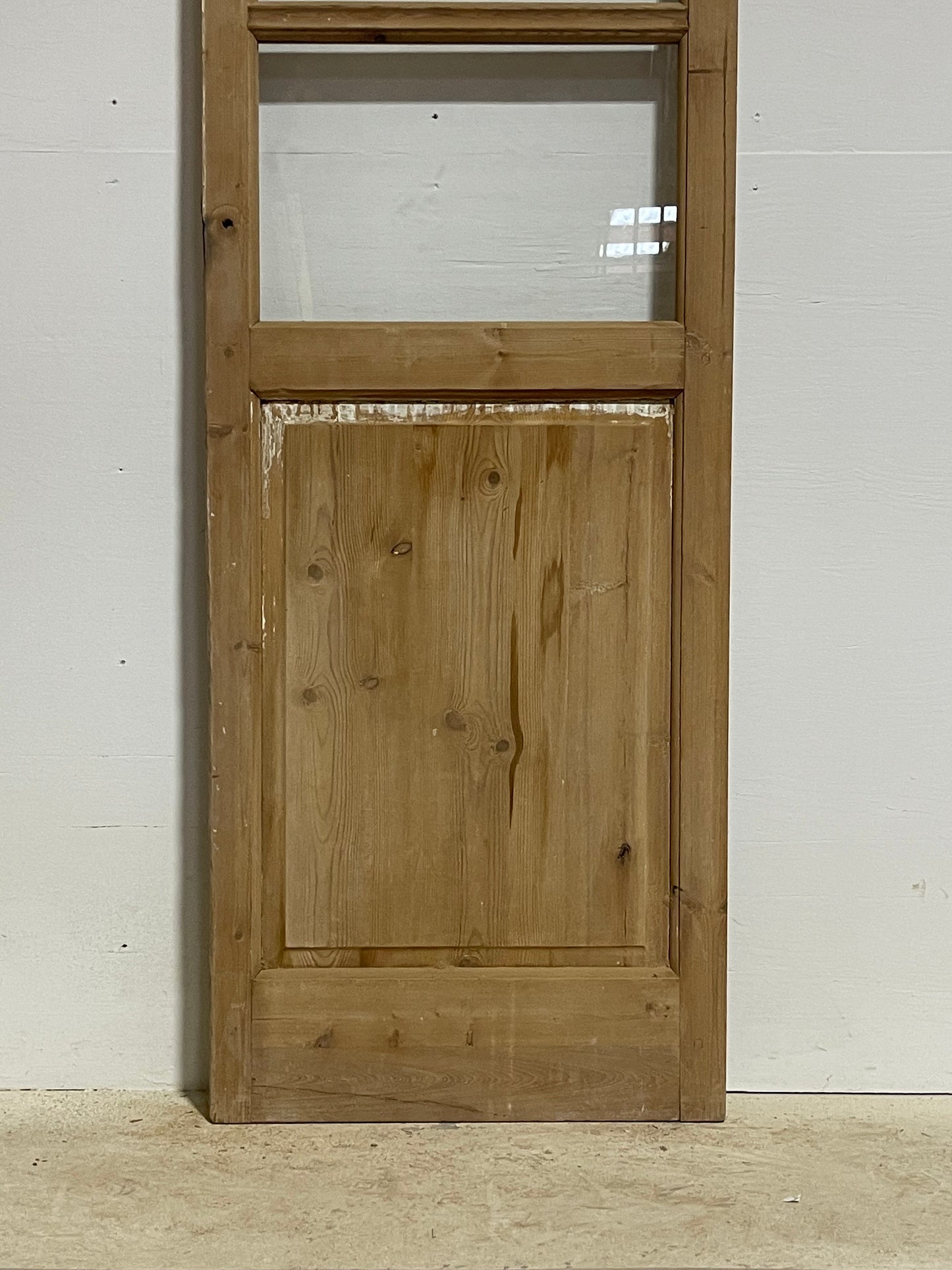 Antique French panel door with glass (87x26) G1504s