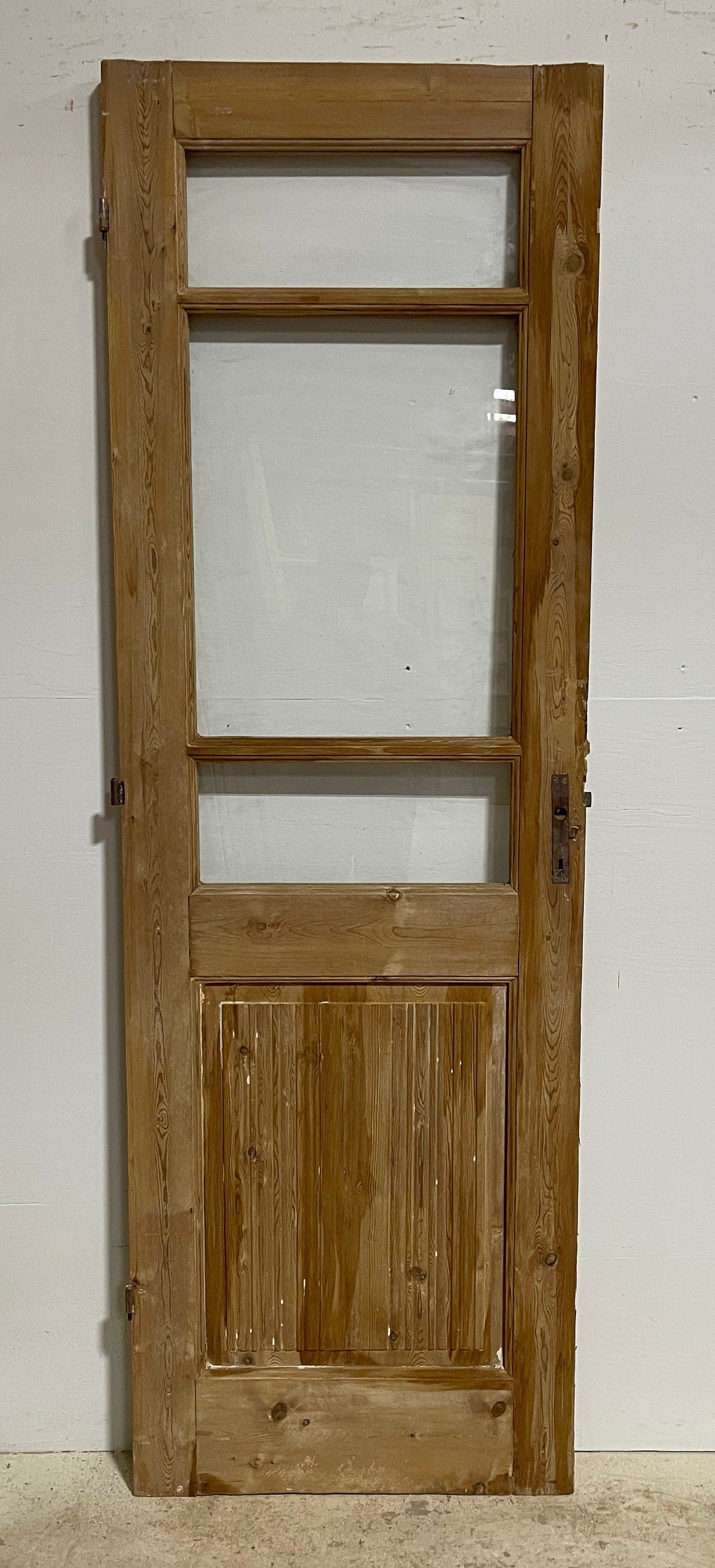 Antique French panel door with glass (81.75x26.75) G1549s