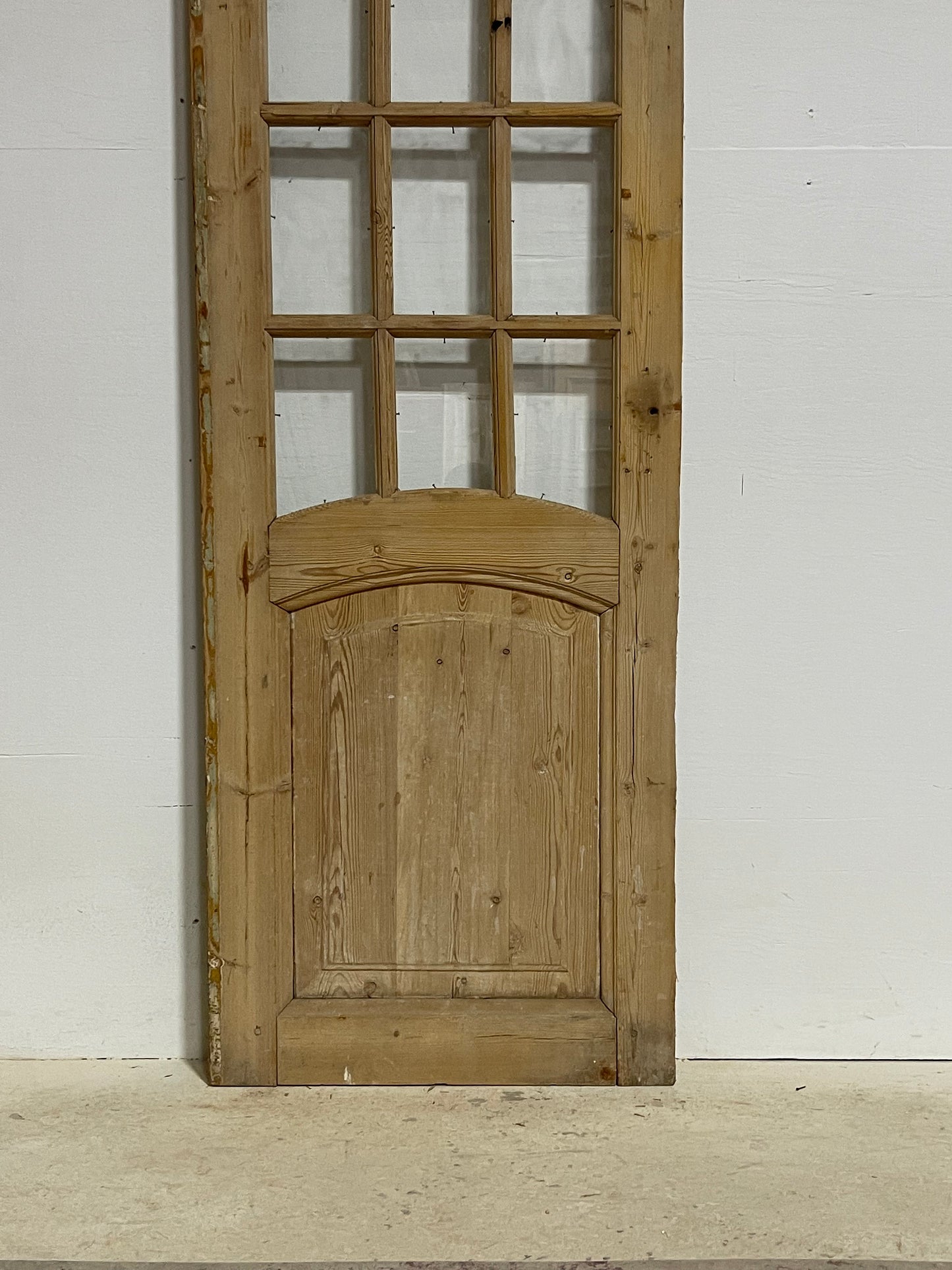 Antique French panel door with glass (91x24.25) G1539s