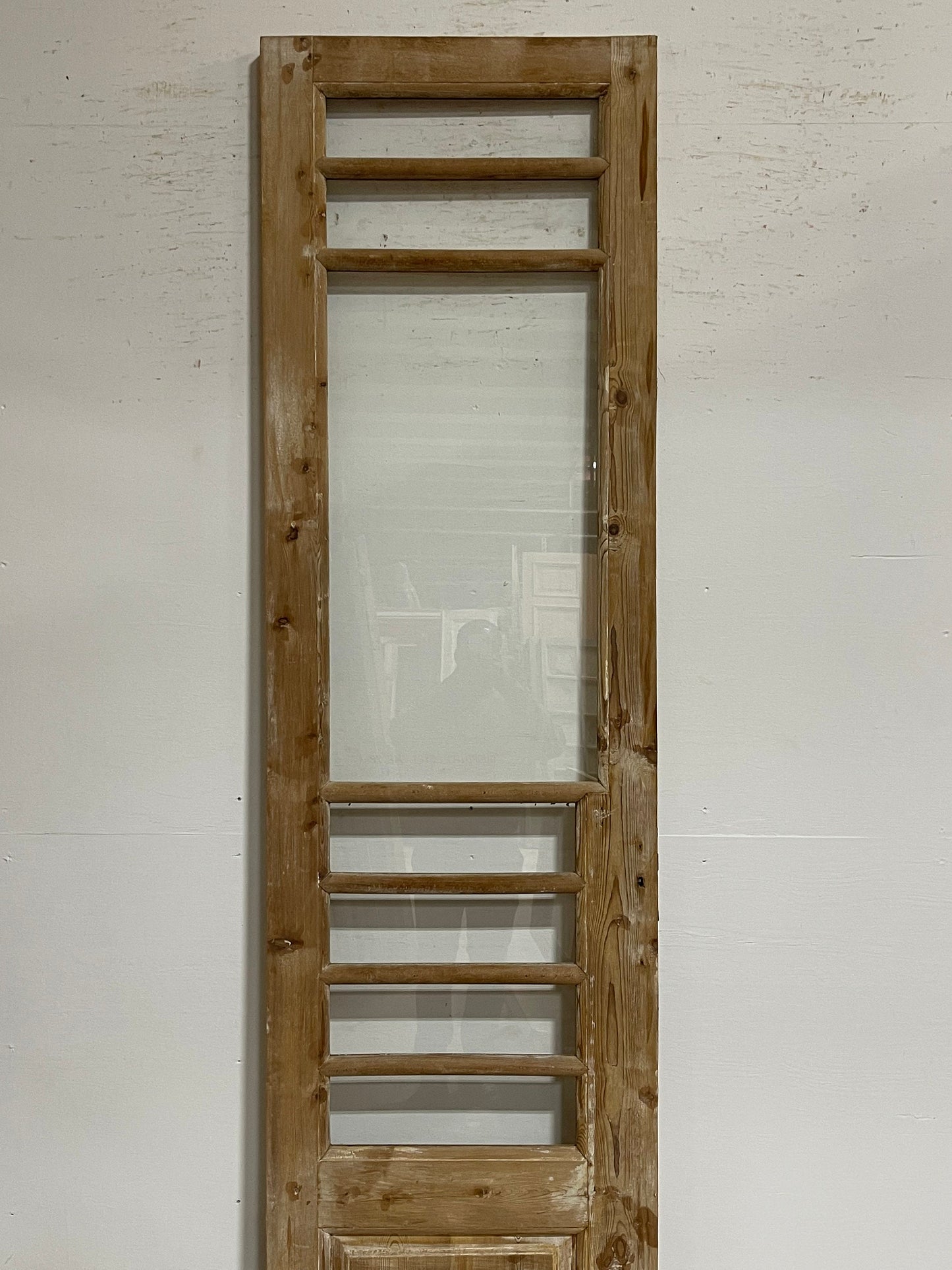 Antique French panel door with glass (101.5x26) G1271s