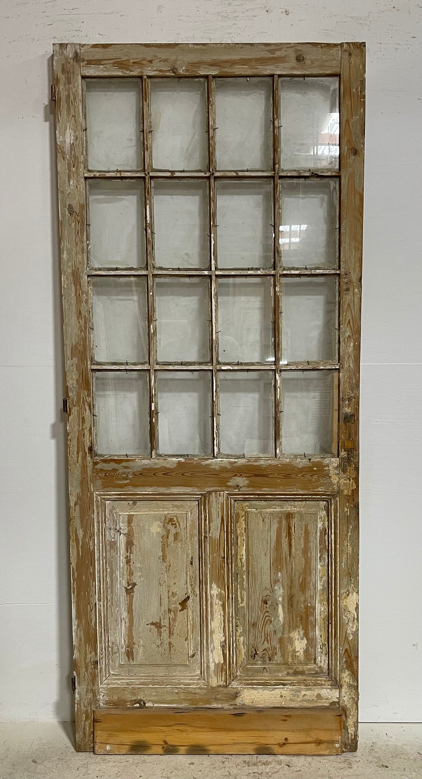 Antique French panel door with glass (85x35.5) G1492s