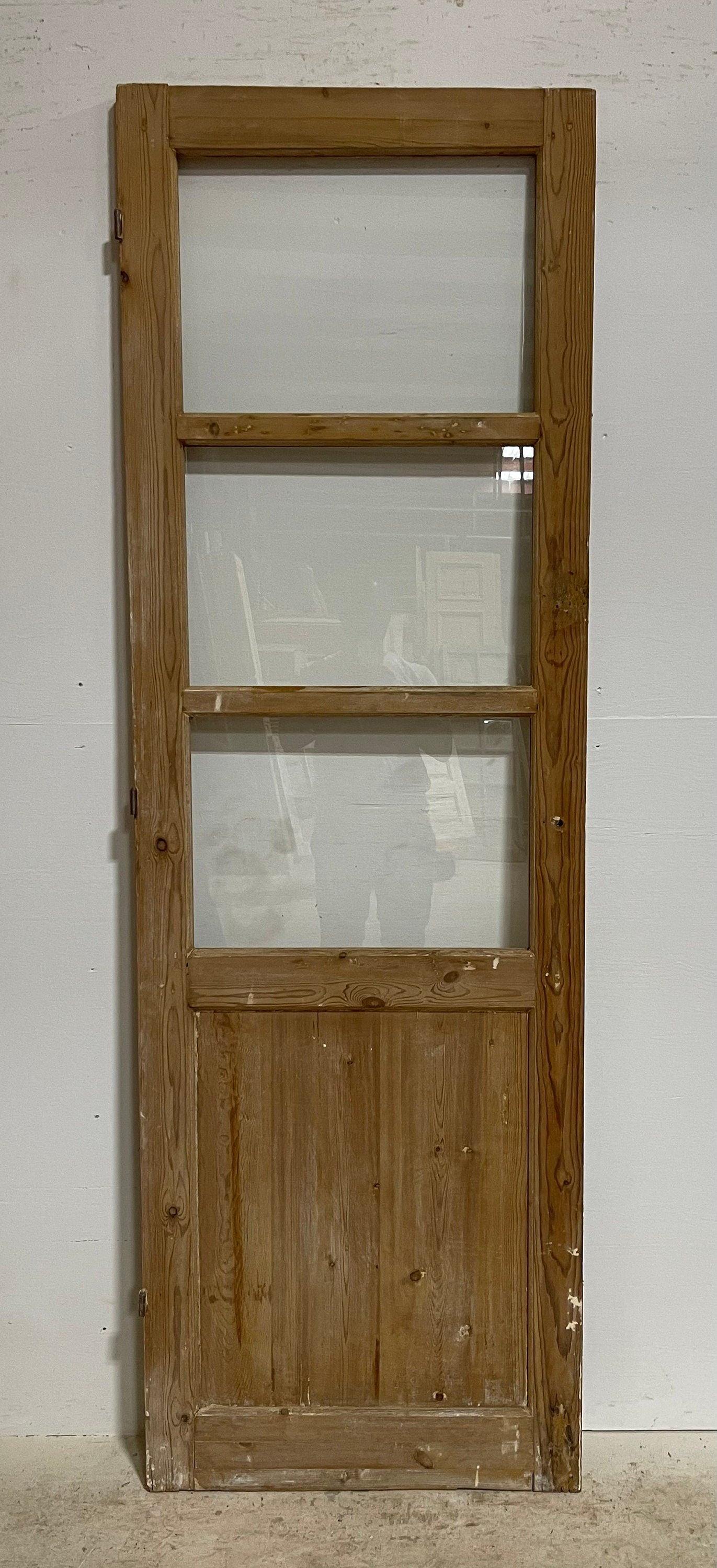 Antique French panel door with glass (84.25x27.25) G1496s(A)