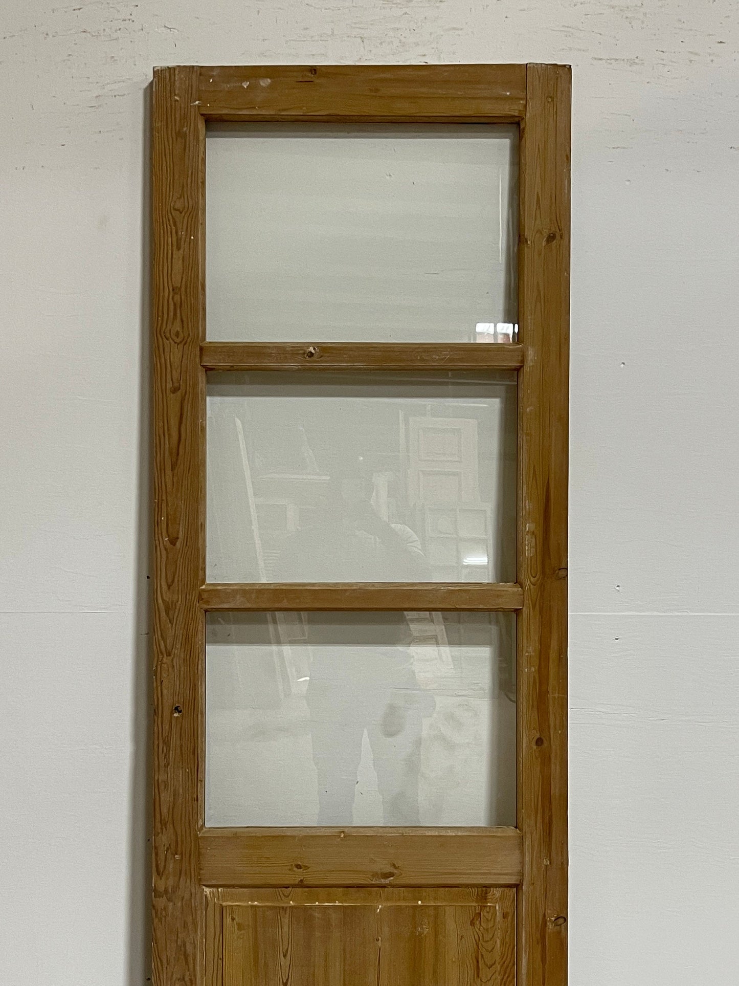 Antique French panel door with glass (84.25x27.25) G1496s(A)