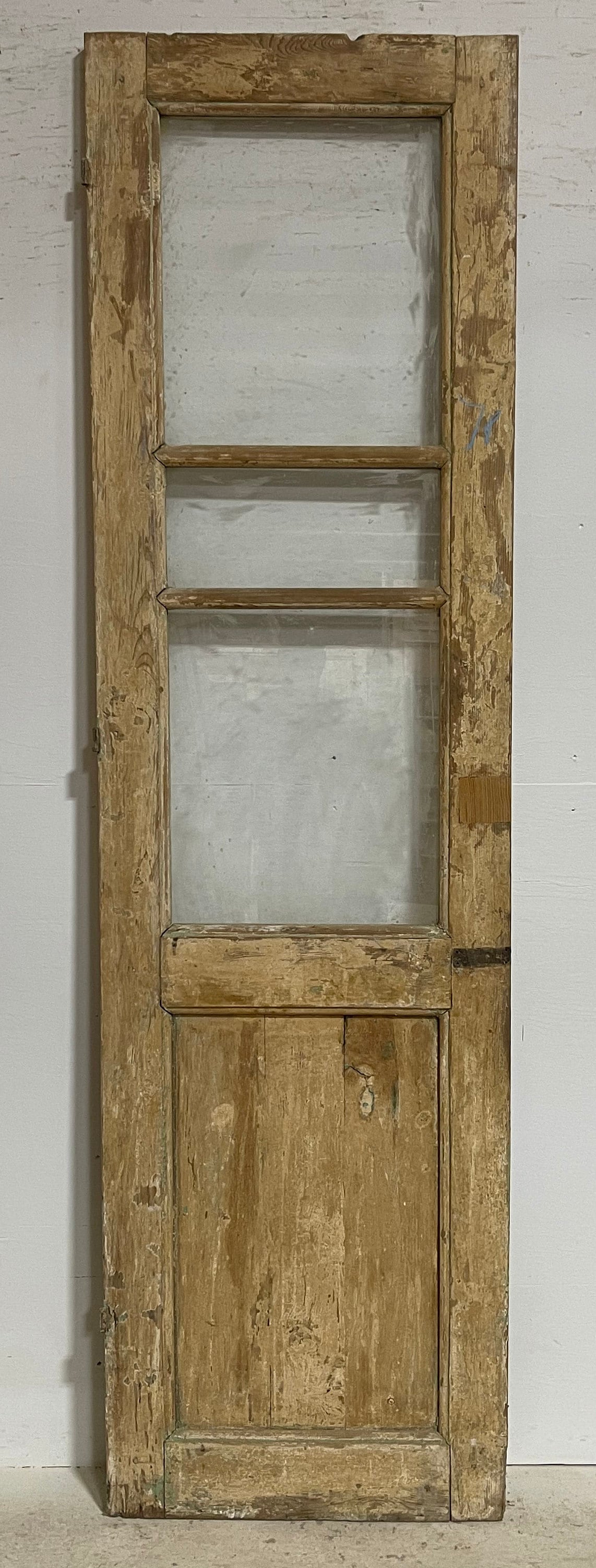 Antique French panel door with glass (94.75x26.5) G1494s