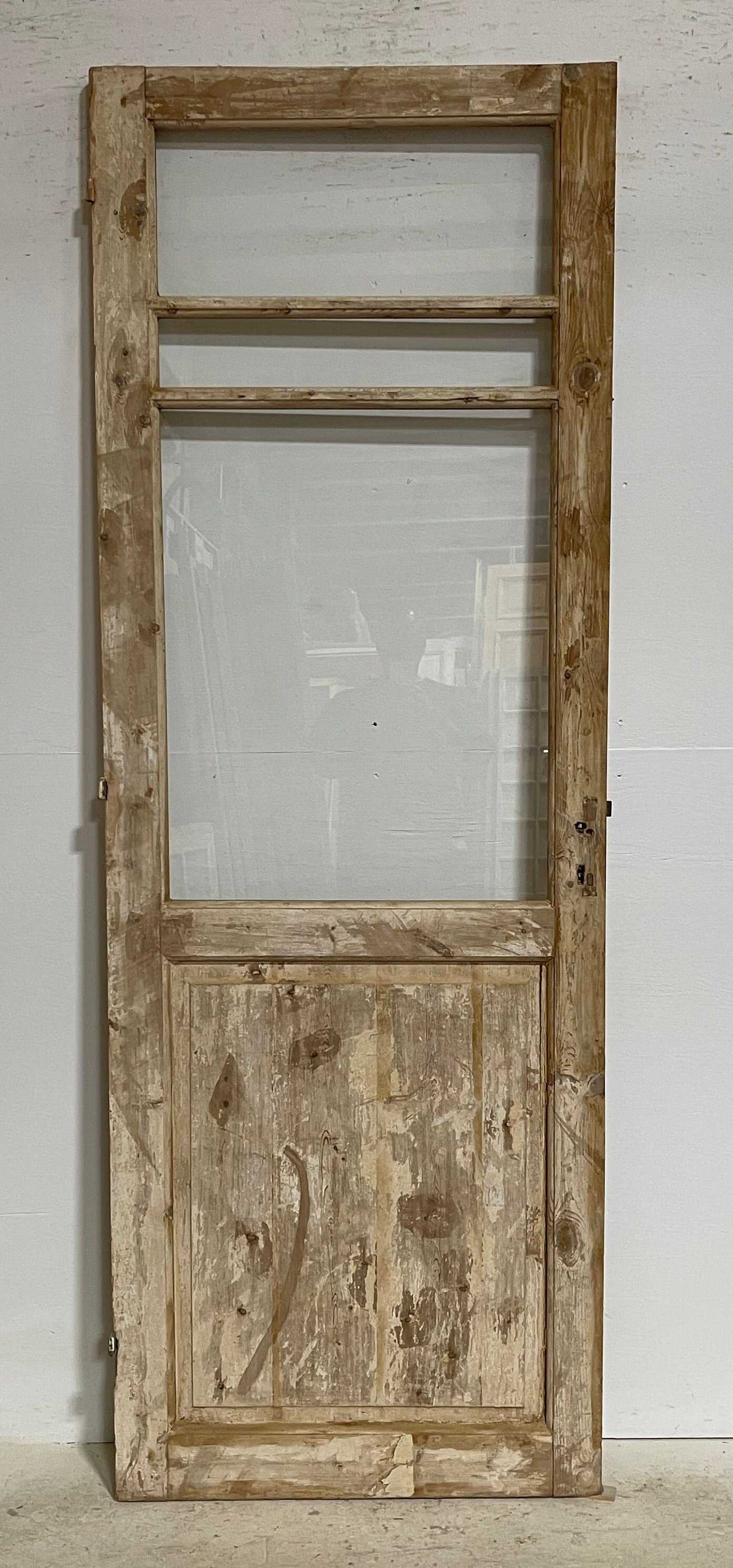 Antique French panel door with glass (89.5x31.5) G1352s