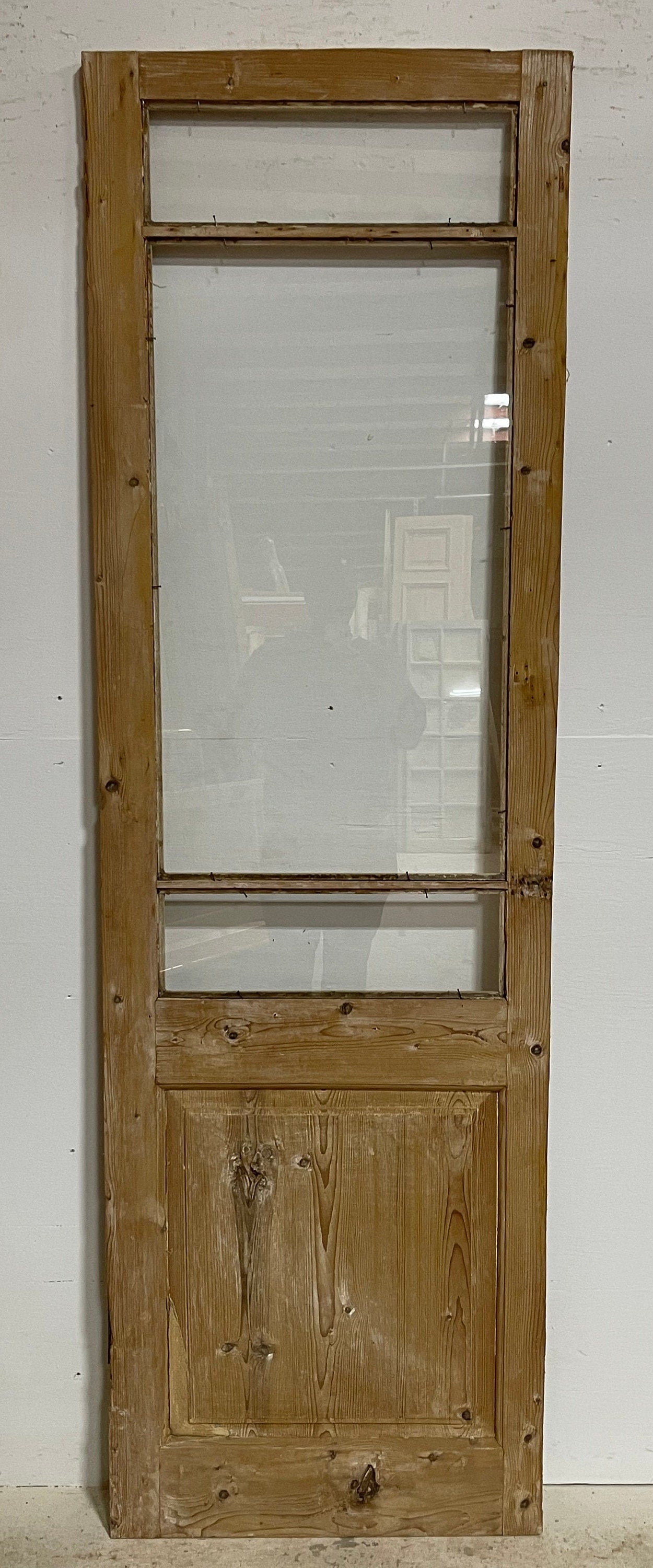 Antique French panel door with glass (85.75x26.25) G1604s