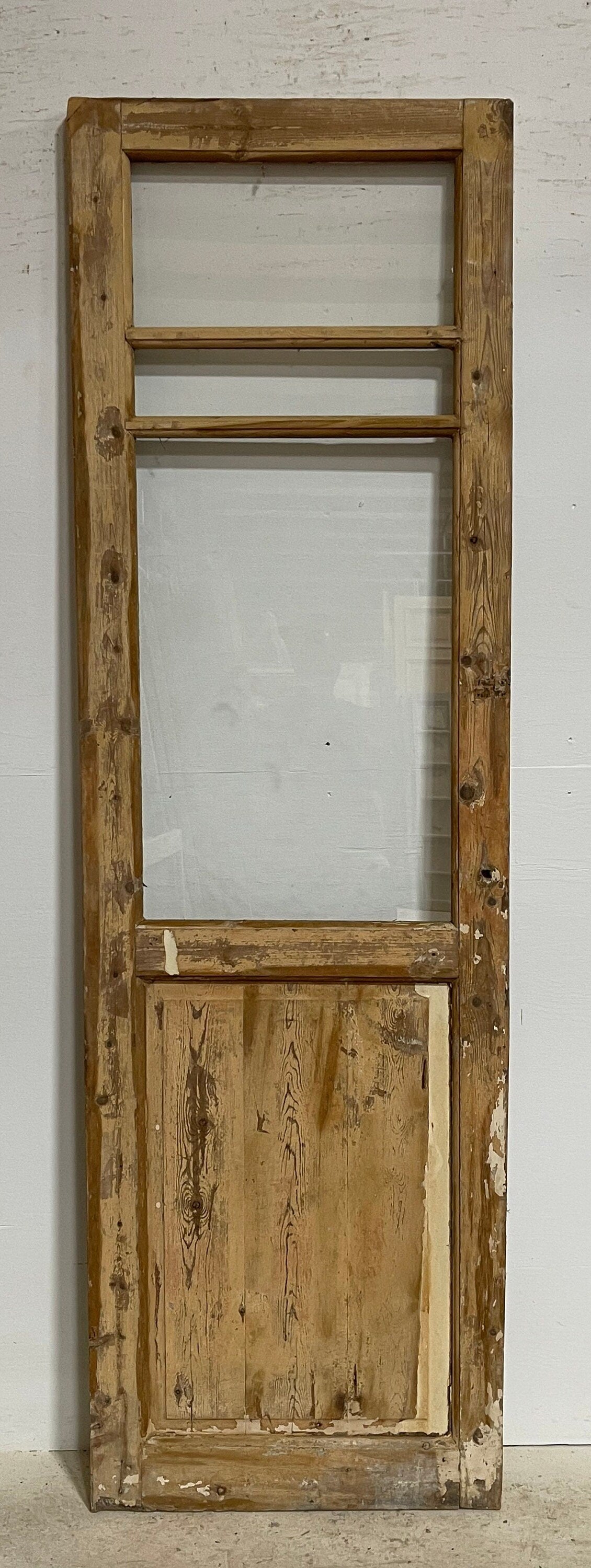Antique French panel door with glass (89.5x27.5) G1606s