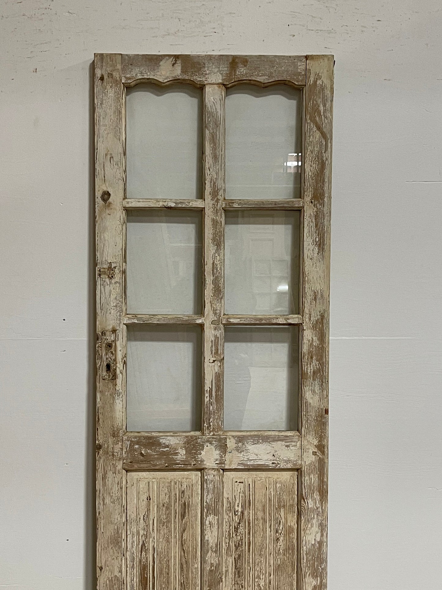 Antique French panel door with glass (82.25x28) G1160s