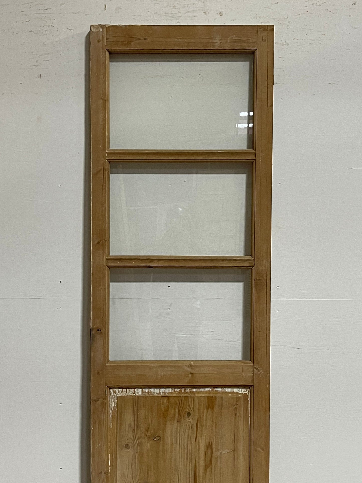 Antique French panel door with glass (87x26) G1504s