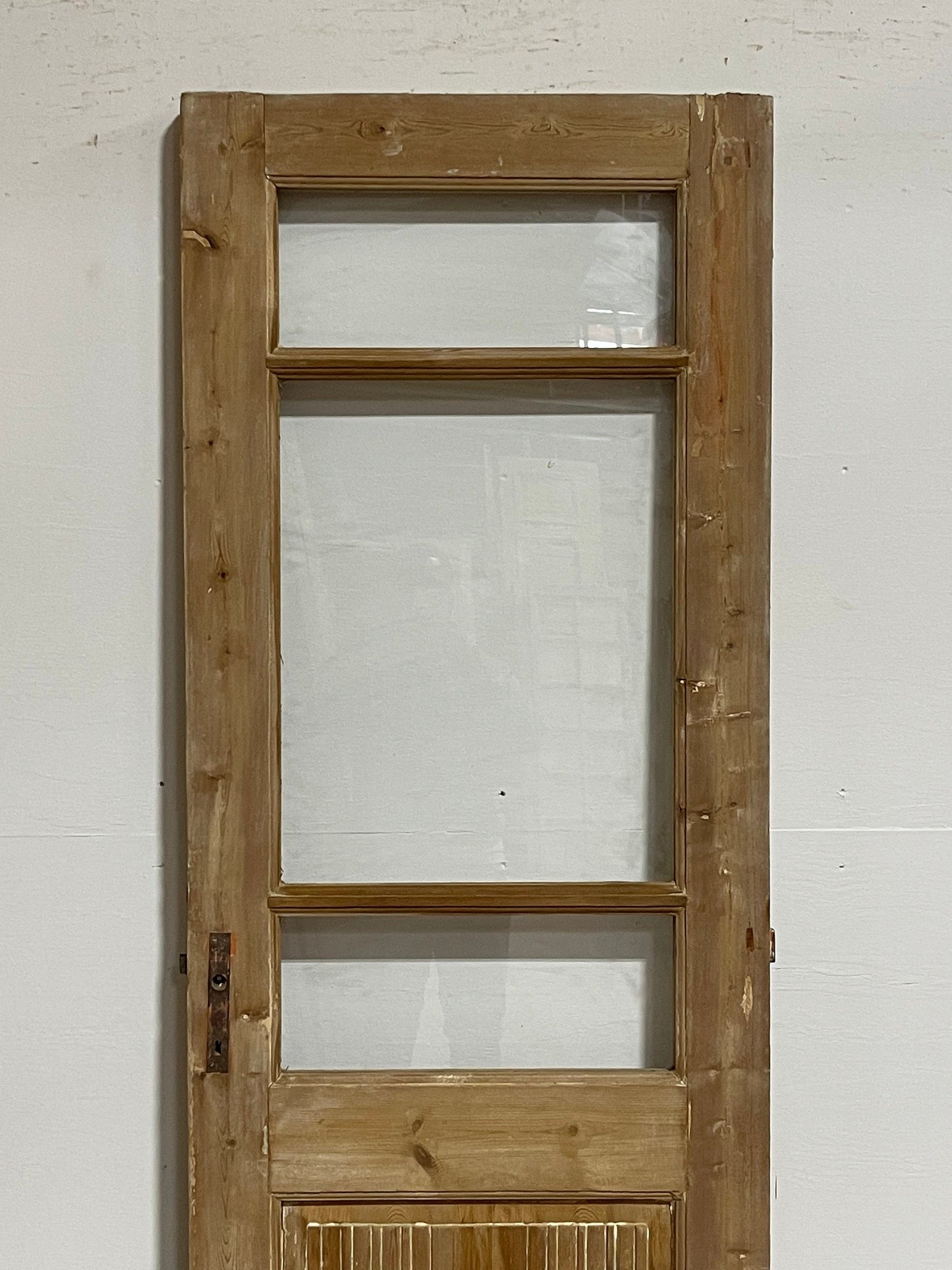 Antique French panel door with glass (81.75x26.75) G1549s