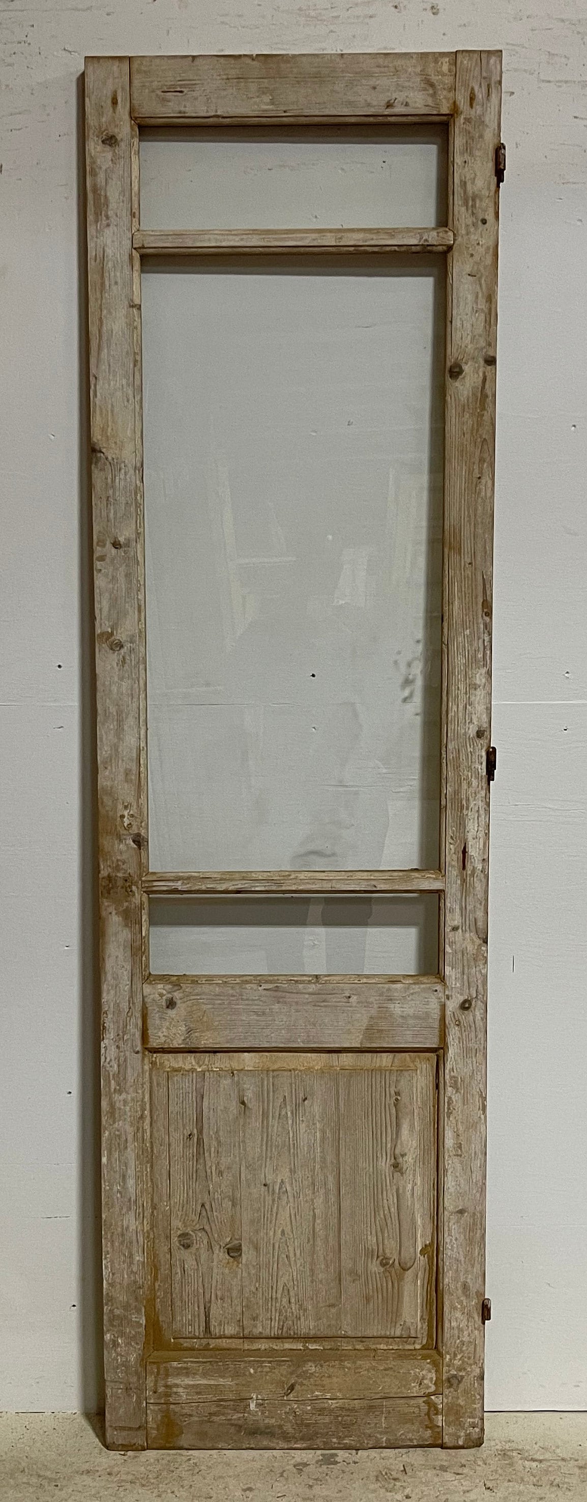 Antique French panel door with glass (86.25x24) G1404s