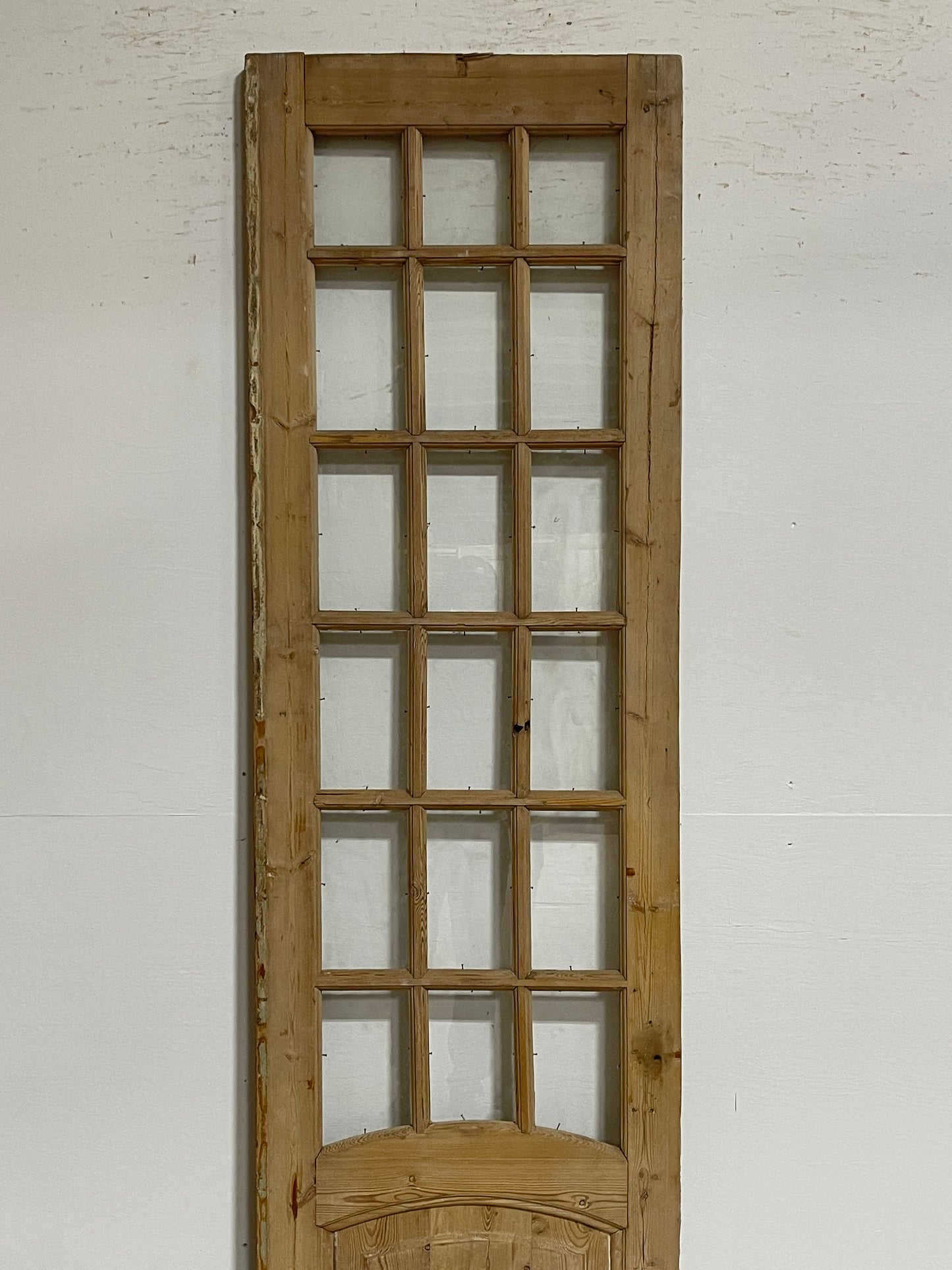 Antique French panel door with glass (91x24.25) G1539s
