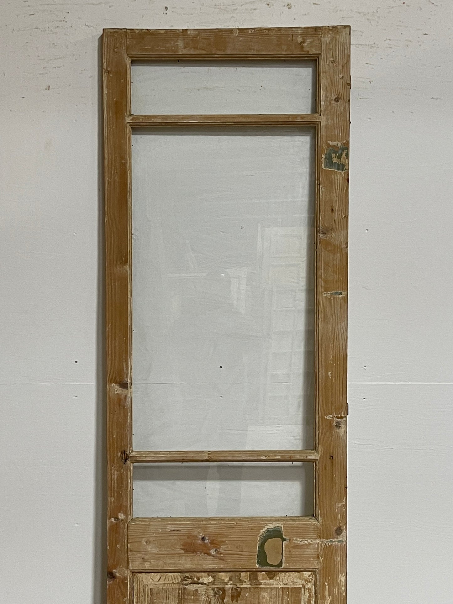 Antique French panel door with glass (86.25x26) G1256s