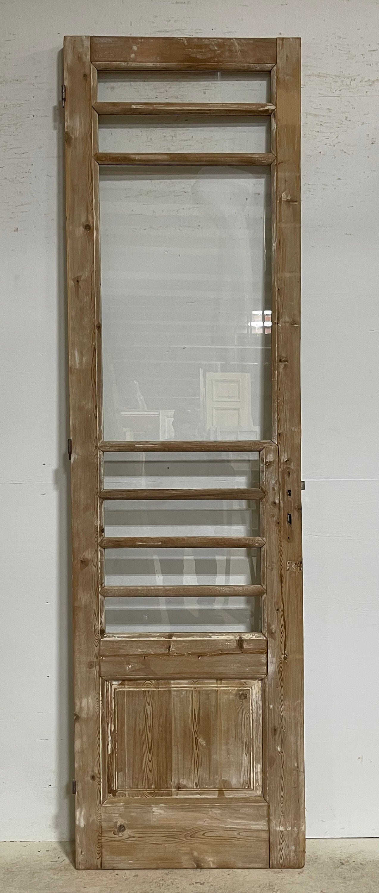 Antique French panel door with glass (102.25x28.5) G1272s