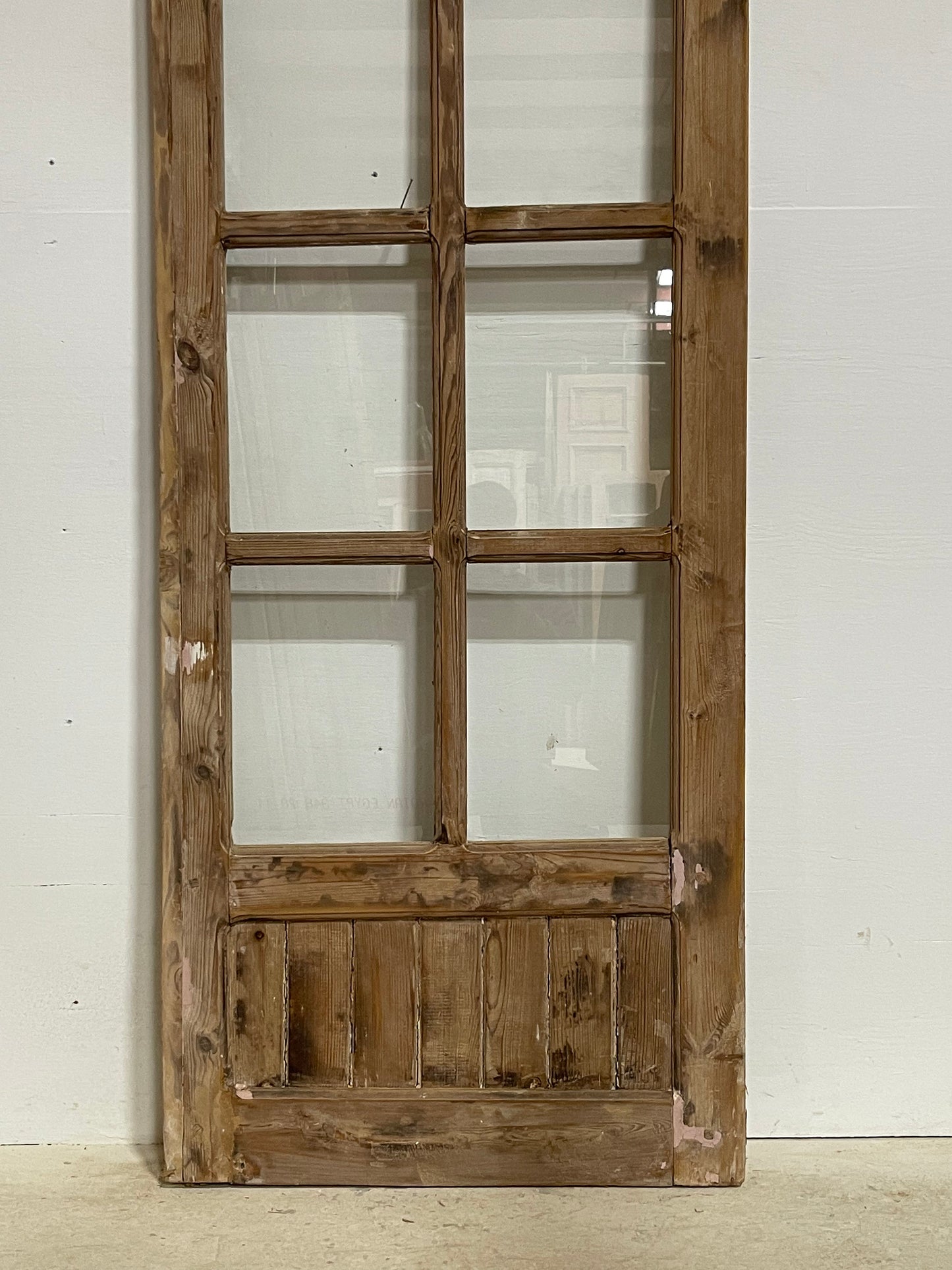 Antique French panel door with glass (80.25x28.5) G1611s(C)