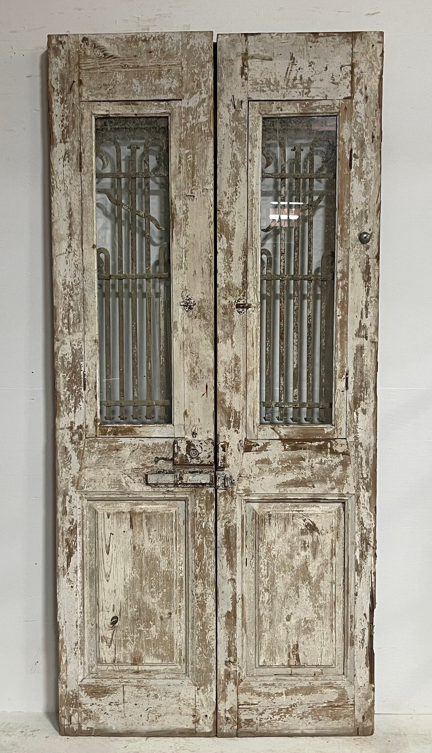 Antique French panel doors with metal (95.75x44) H0023s