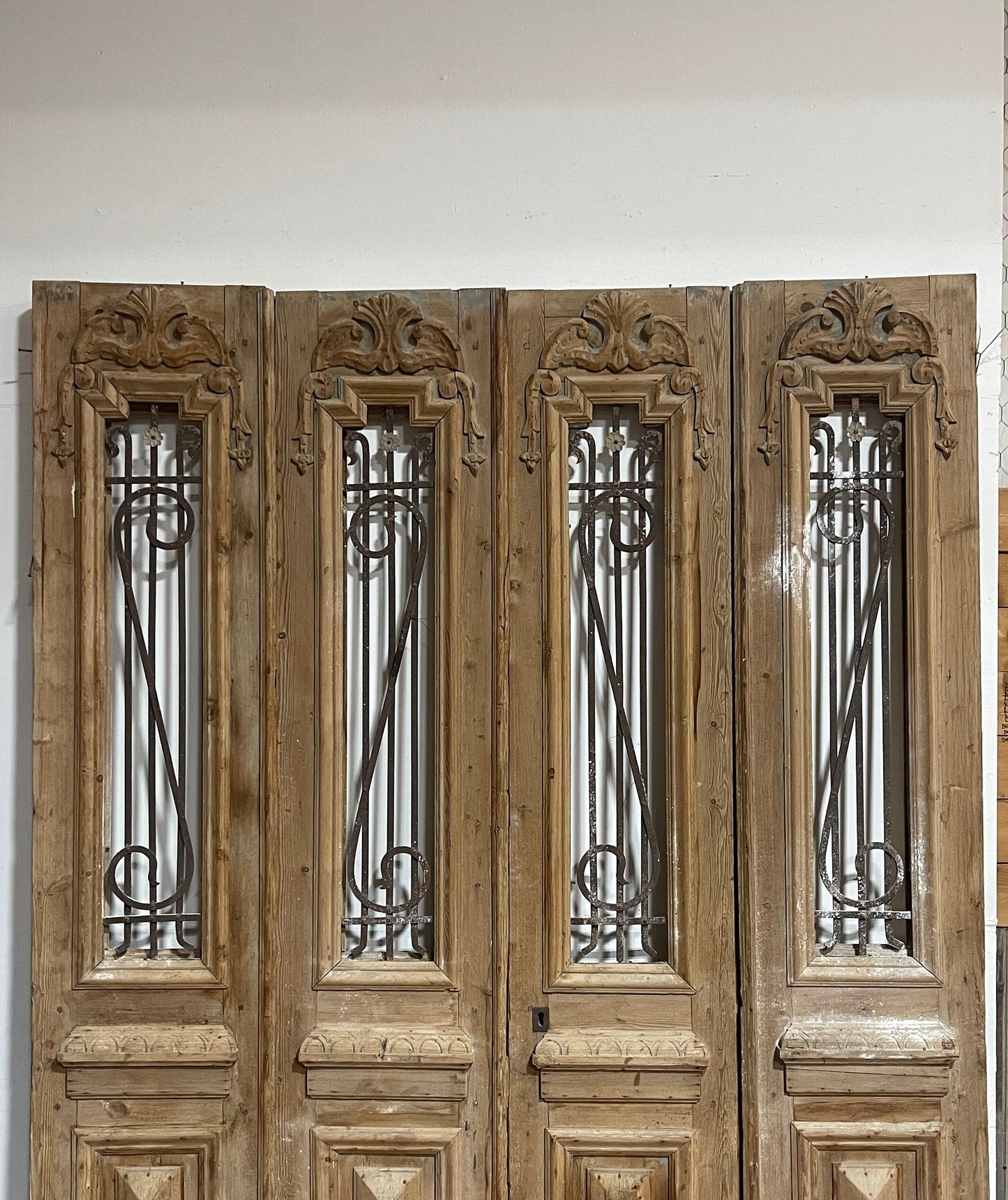 Antique French panel doors with metal (106x82.5) H0025s