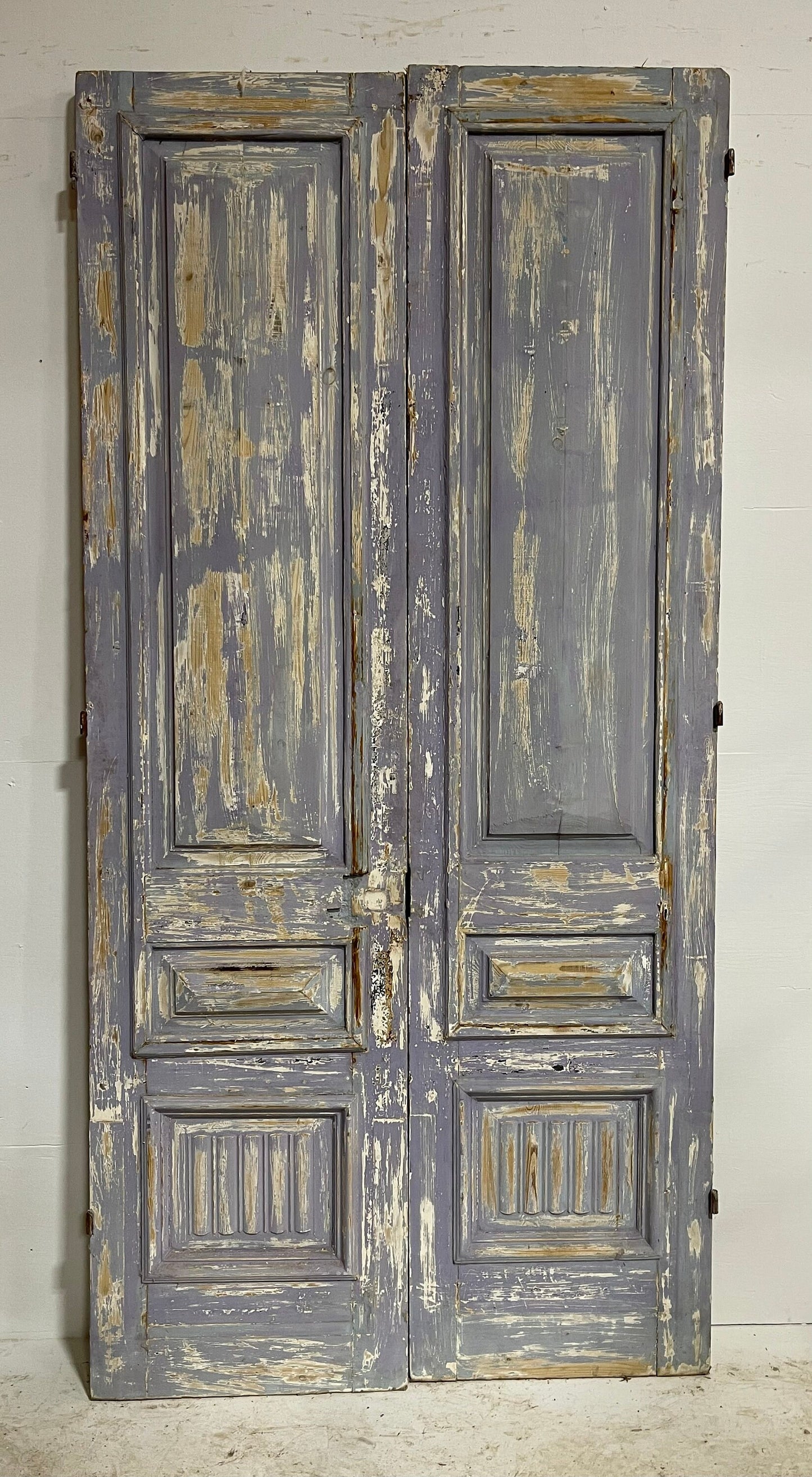 Antique French panel doors with metal (98.25x48) H0013s