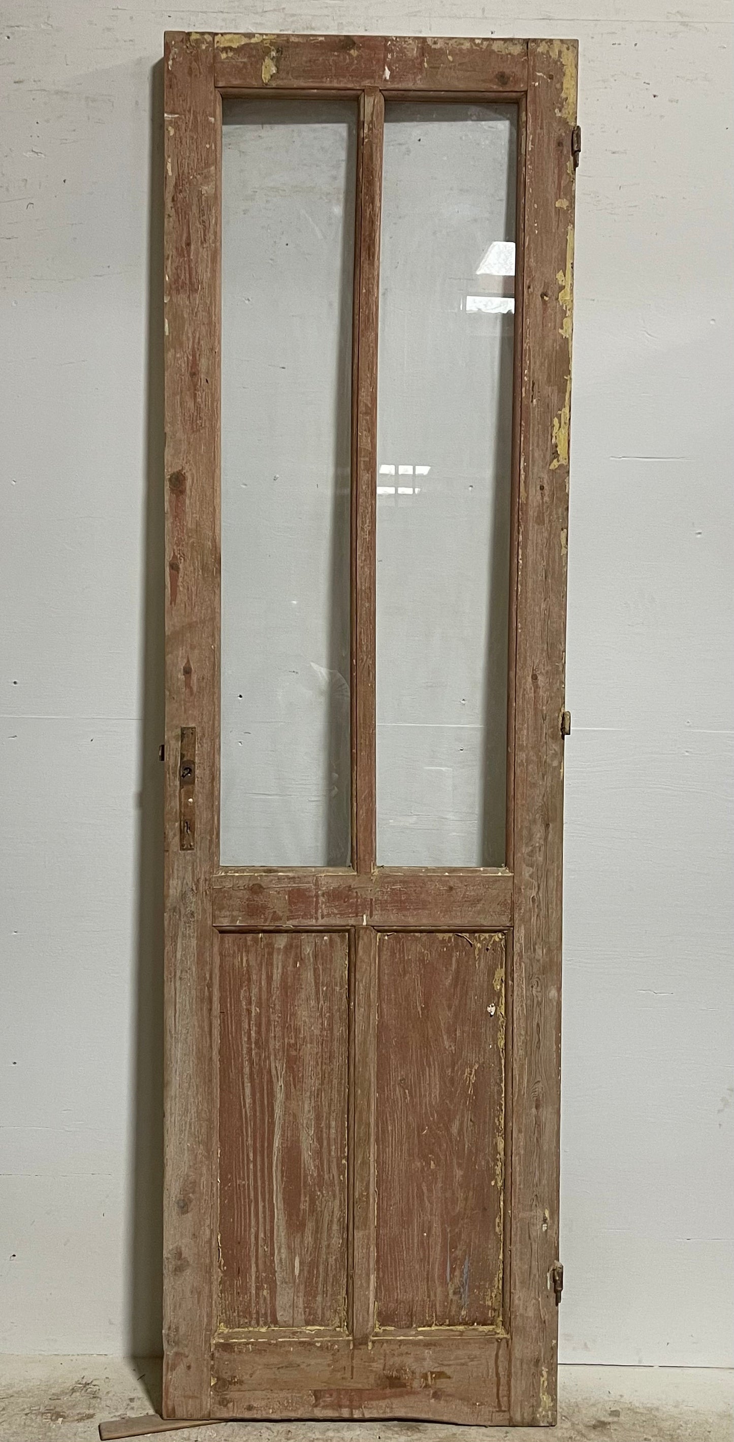 Antique French panel door with glass (94.25x27.25) H0184Bs