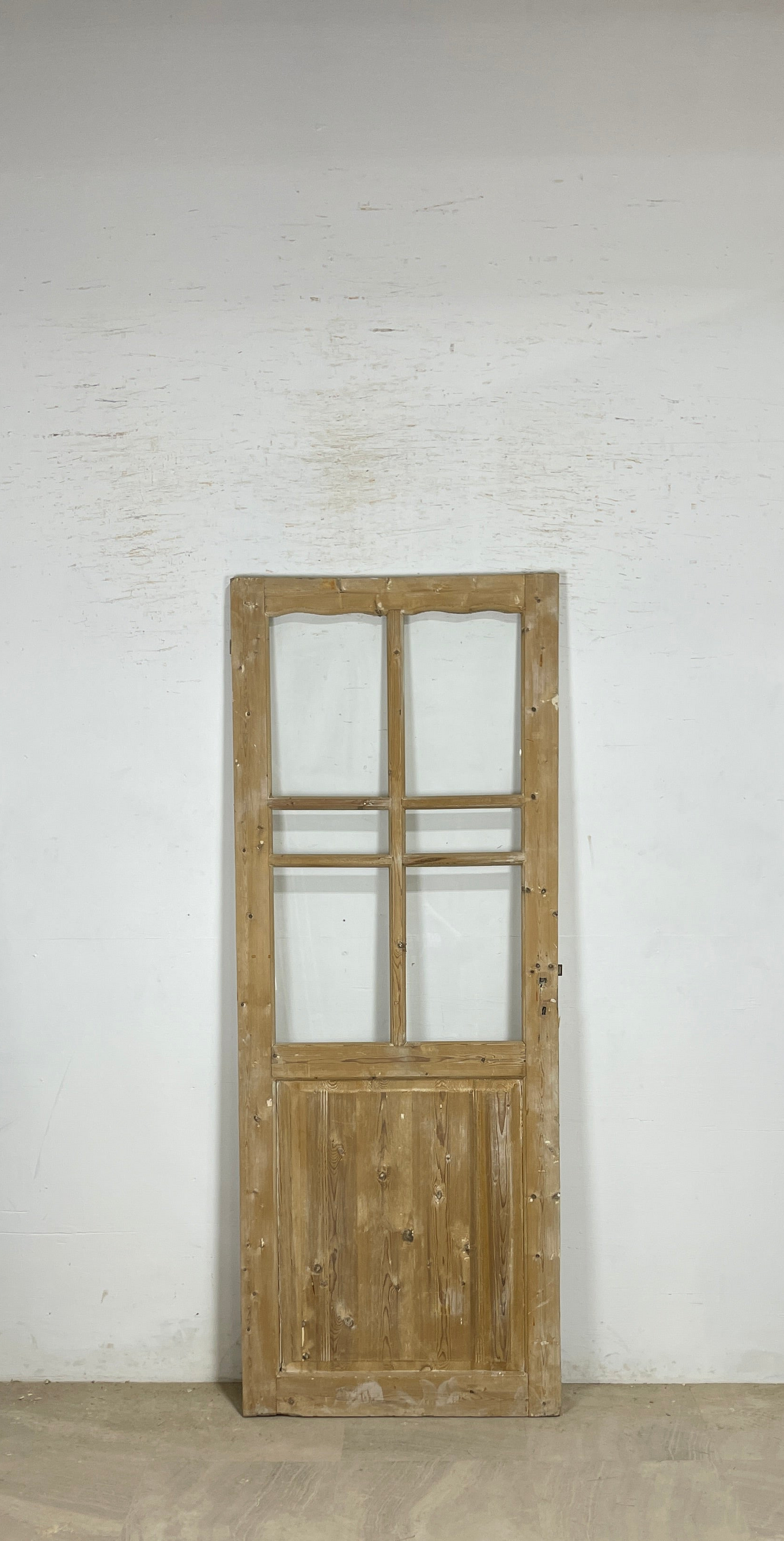 Antique French panel single door with glass (84x32.25) P203