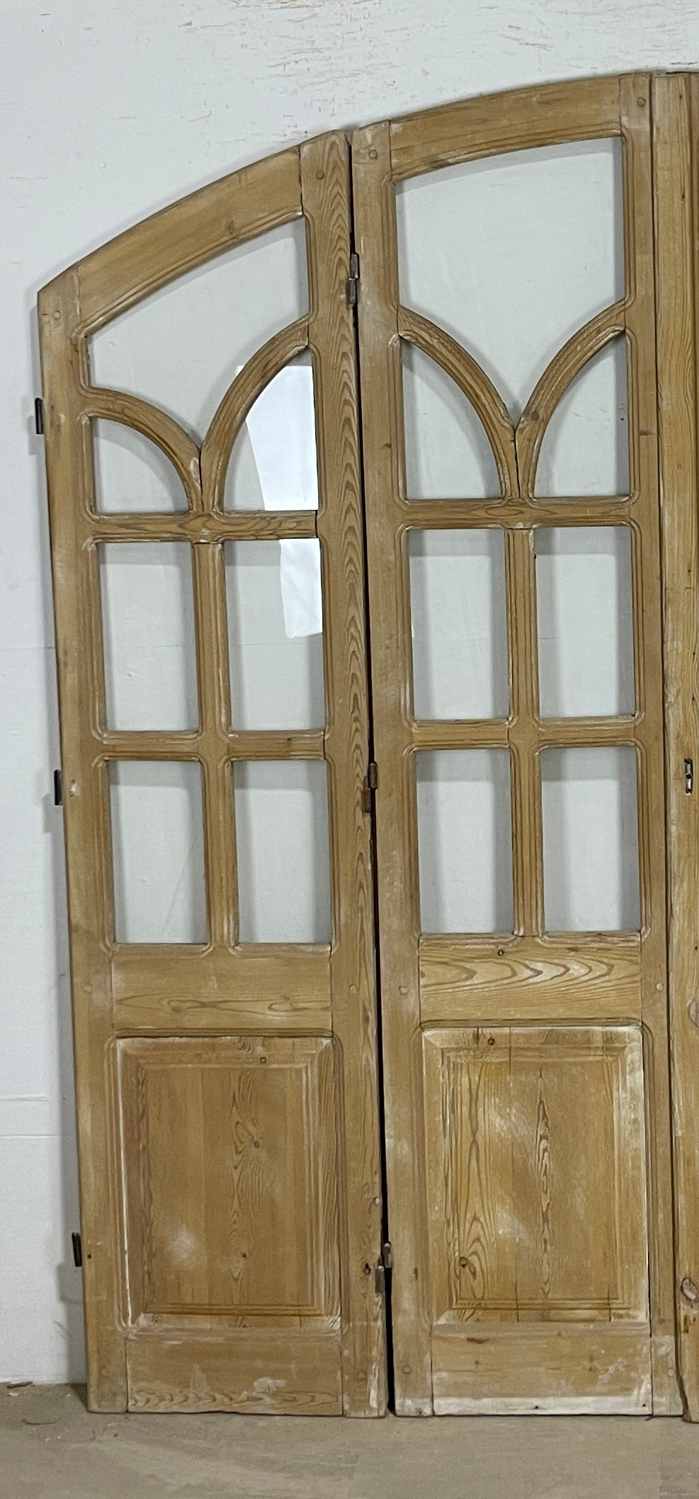 Antique French panel arched  doors with Glass (81x75.5) P107