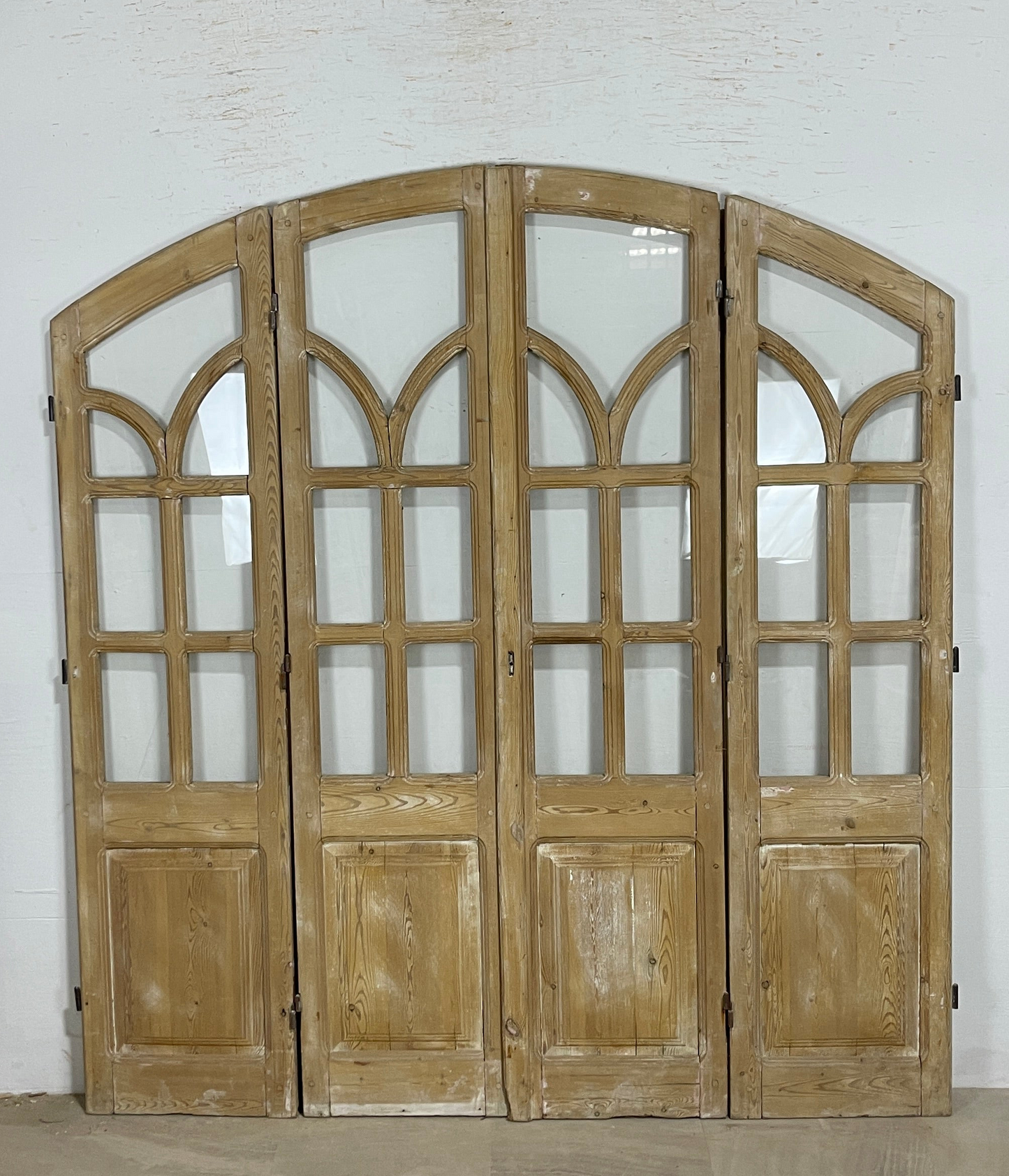 Antique French panel arched  doors with Glass (81x75.5) P107