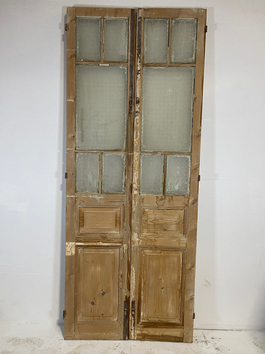 Antique French panel doors with glass (93.25x37.5) L198