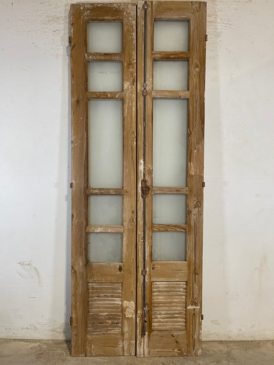 Antique French panel doors with glass (92.25x34.5) L185