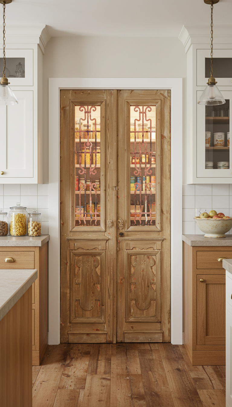 Antique French panel doors with Metal (98x43) P124