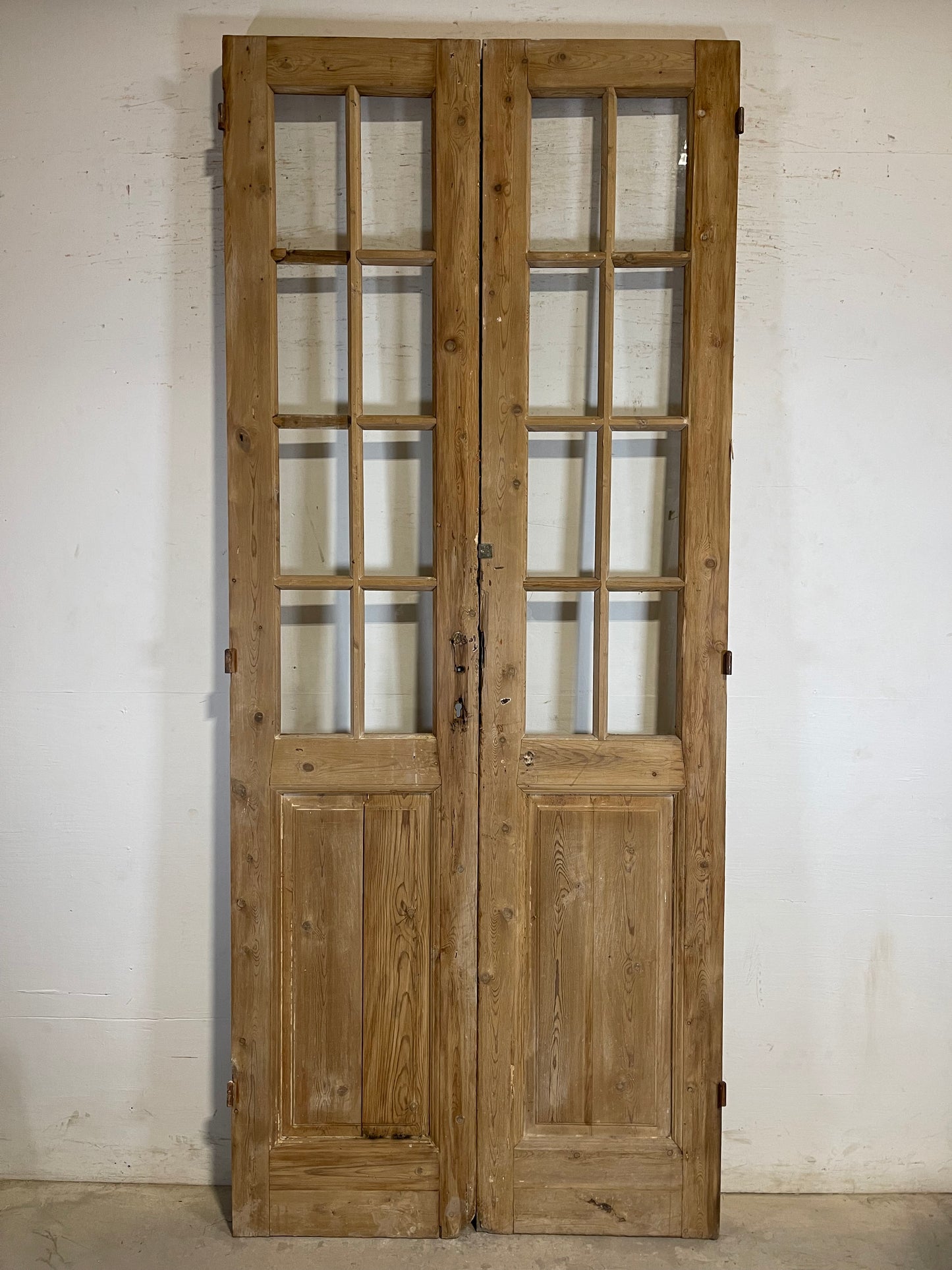 Antique French panel doors with glass (104.25x43.5) L152