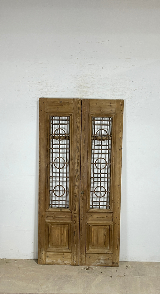 Antique French panel doors with Metal (89x44.5) P105