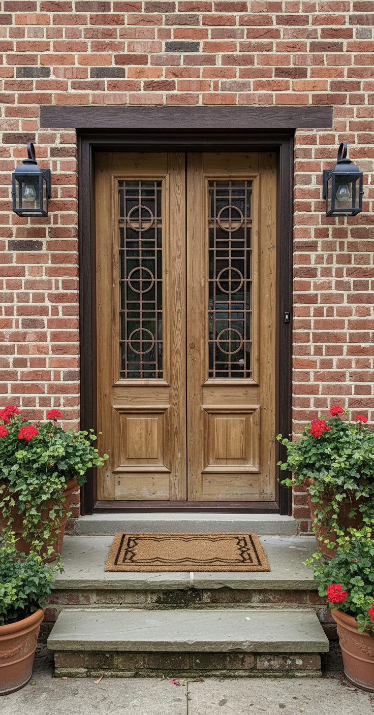 Antique French panel doors with Metal (89x44.5) P105