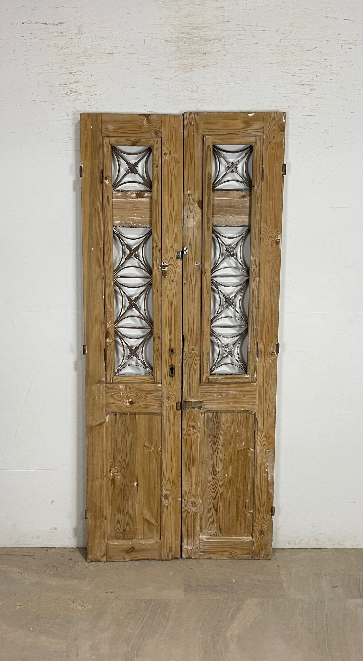 Antique French panel doors with Metal (82x35.5)P99