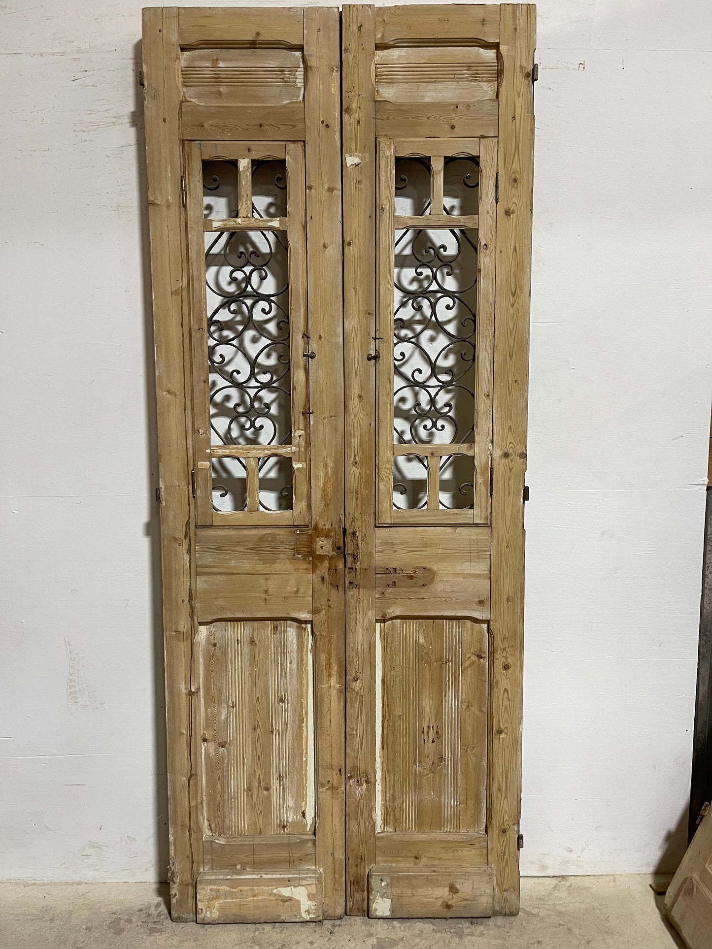 Antique French Panel Doors with Metal (98.5x39.75) K109