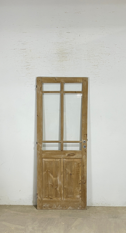 Antique French panel single door with glass (81x31) P191