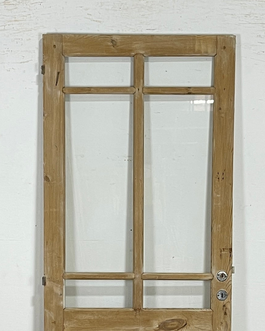 Antique French panel single door with glass (81x31) P191