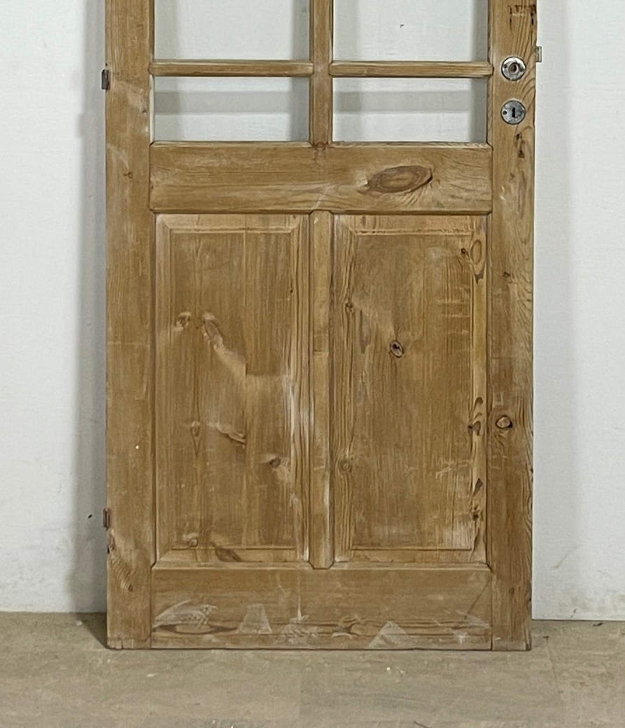 Antique French panel single door with glass (81x31) P191