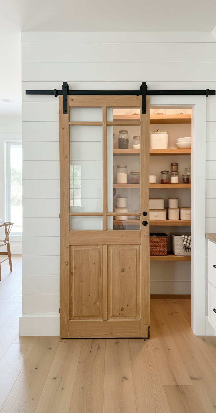 Antique French panel single door with glass (81x31) P191