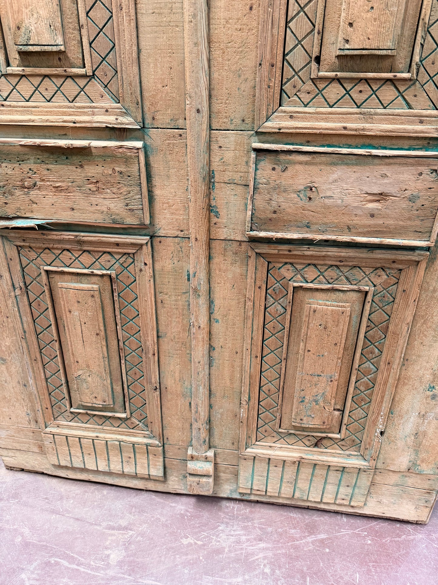 Antique French panel door with carvings (99x59) P131