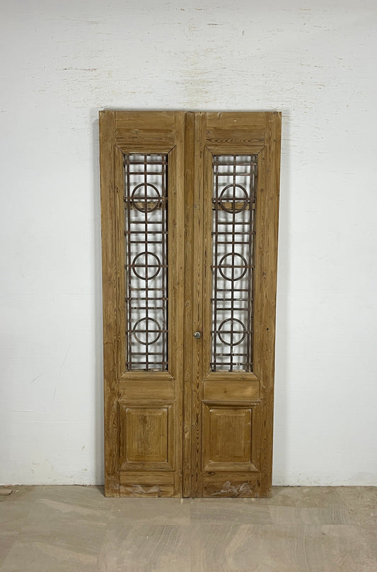 Antique French panel doors with Metal (88 x 40) P74