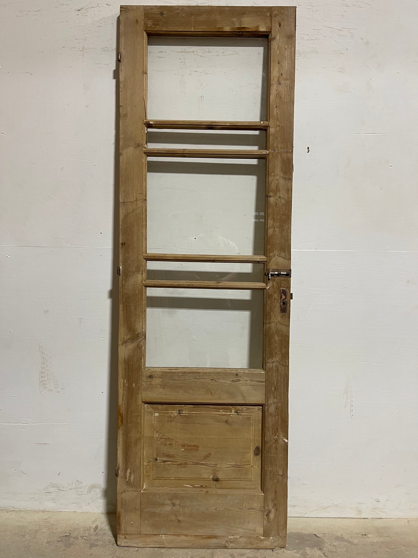 Antique  French Panel Door with Glass  (86x27.5) K312