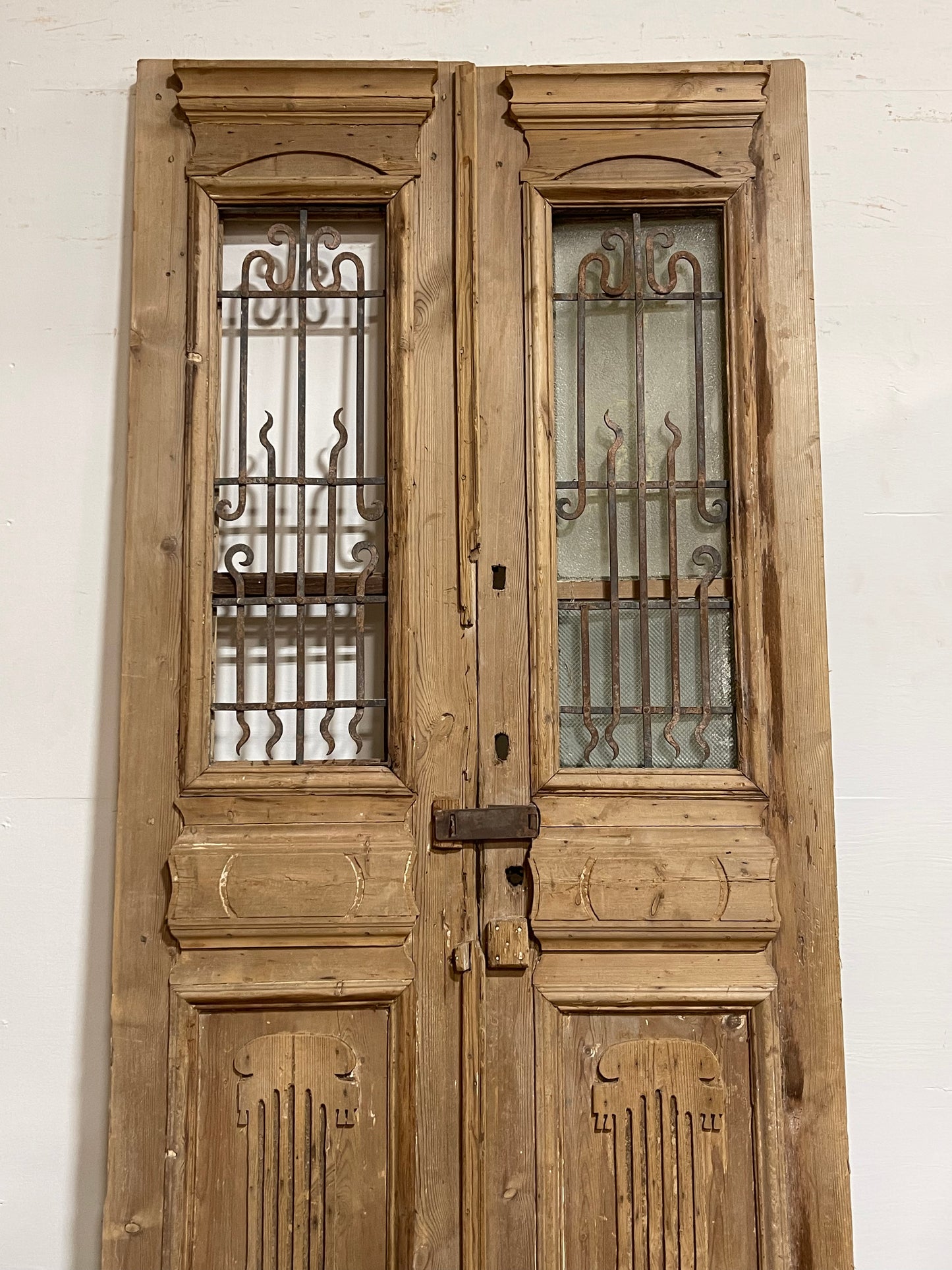 Antique French Panel Doors with Metal (97x44.75) J113