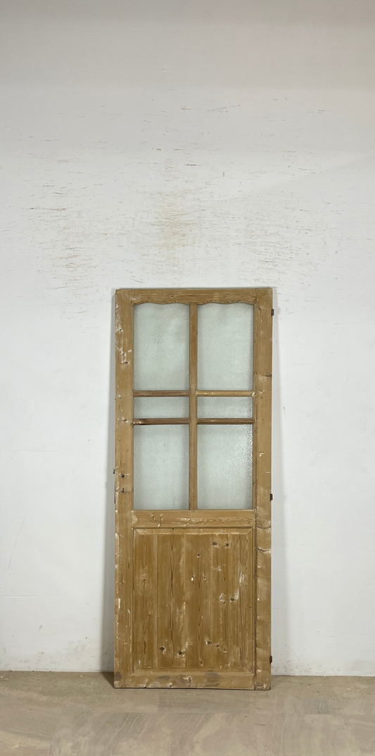 Antique French panel single door with glass (81x32.25) P199